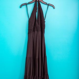 Gently used maxi dress. Crocheted top with beautiful detail. Black.